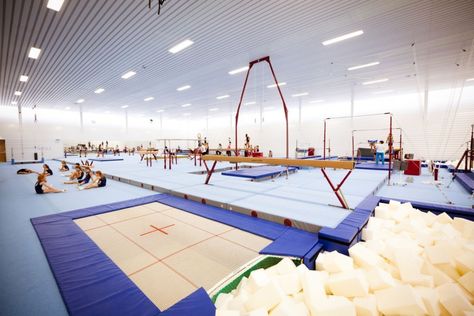 NL Architects [Gym Hall TNW] Dance Studio Design, Gymnastics Center, Gymnastics Gym, Sport Hall, Dream School, Artistic Gymnastics, Wallpaper Laptop, Sports Complex, Gym Design