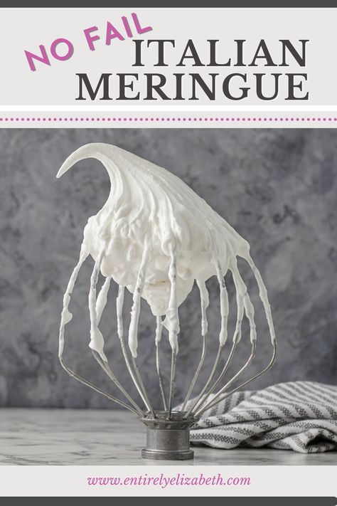 Italian meringue on a wire whisk. Marange Recipe, Meringue Icing, Chocolate Meringue Pie, Easy Meringues, Meringue Cookie Recipe, Baked Meringue, Italian Buttercream, Meringue Frosting, Meringue Recipe