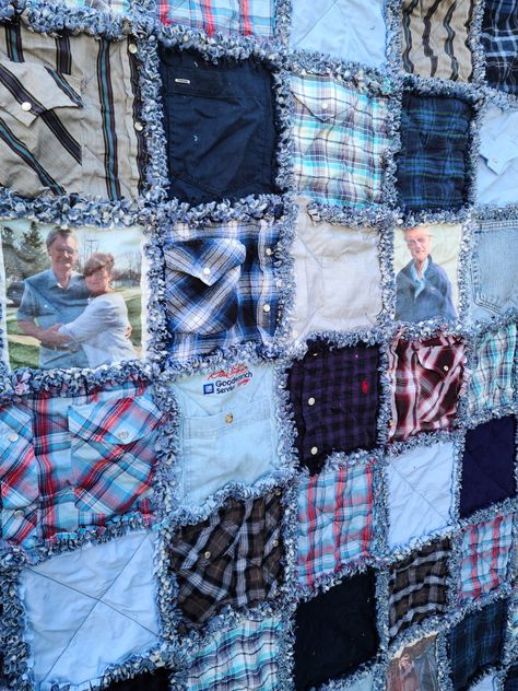 Rag Quilt Purse, Quilted Purse Patterns, Memory Pillow From Shirt, Memorial Quilt, Clothing Keepsake, Quilt Shirt, Photo Quilts, Memory Blanket, Keepsake Quilting