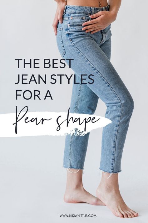 Pear Shape Pants Style, Pear Jeans Body Shapes, Boyfriend Jeans For Pear Shaped Women, Jeans For Petite Pear Shape, Jeans Dressed Up Outfit, Flattering Pear Shape Outfits, Best Jeans For Short And Curvy, Wide Leg Jeans Pear Shape, Mom Jeans For Pear Shaped Women