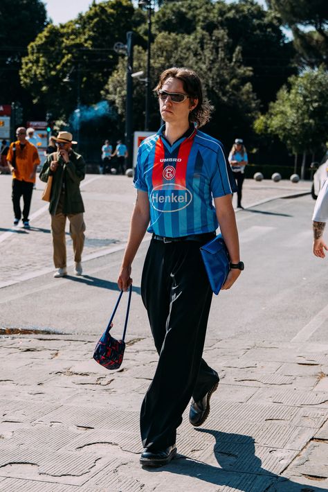 The Best Street Style Photos from Pitti Uomo’s Spring 2024 Menswear Fair | Vogue 2023 Spring Street Style, Spring Summer 2024 Mens Fashion Trends, Street Menswear, 2024 Menswear, Gemini Rising, Adidas Tracksuit, Nyc Street, Street Snap, Street Style Trends