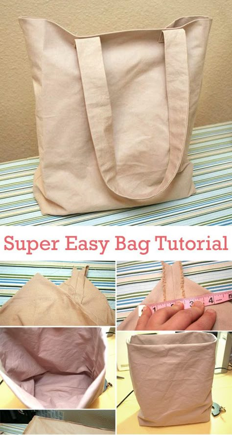 The Easiest Bag You've Ever Made ~ DIY Tutorial Ideas! Paper Bag Sewing Pattern, Simple Grocery Bag, Diy Library Book Bag, Sewn Shopping Bag, Linen Bag Diy, Easy Fabric Bags To Sew, Diy Book Bag Pattern, How To Make A Book Bag, Sew A Tote Bag Easy