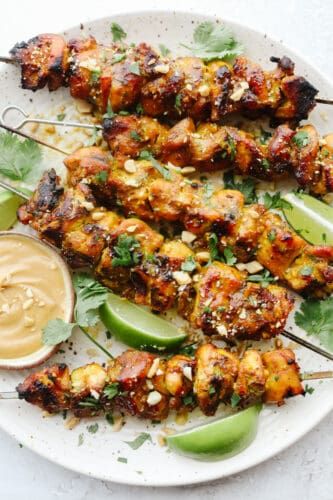 Chicken Satay Pear And Blue Cheese Salad, Thai Lettuce Wraps, Thai Chicken Satay, Chicken Satay Recipe, Satay Sauce, The Recipe Critic, Lettuce Wrap Recipes, Asian Street Food, Recipe Critic