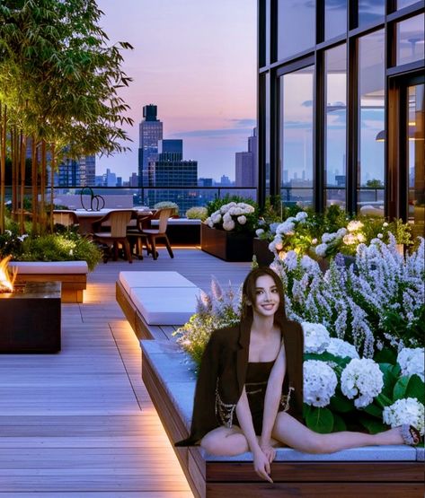 Rooftop Terrace Design Penthouses, Penthouse Terrace Ideas, Penthouse Garden, Apartment Rooftop, Hotel Rooftop Bar, Rooftop Patio Design, Roof Garden Design, Wedding Brand, Outdoor Space Design