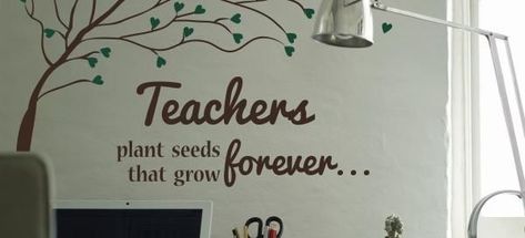 Inspiring #teacherappreciation ideas to make their entire year! These are perfect for a #teacherslounge makeover! . . #teachersrock #weloveourteachers #teacherlife #teacher #BackToSchool #teachershelpingteachers #teaching #BacktoSchool2021 #wallart #schooldecor #classroomdecor #teacheroffice #teacherquotes #TheSimpleStencil Friend Cooking, Simple Stencil, Tree Decal, Psalm 95, Wall Lettering, Diy Classroom Decorations, Family Decals, Inspirational Wall Decals, Spooky Eyes