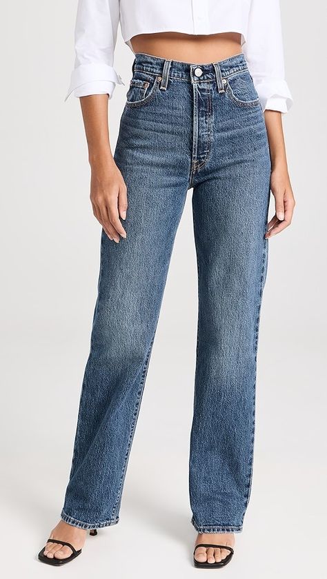 Levi's Ribcage Full Length Jeans | Shopbop Best Levis Jeans For Women, Hoco Outfit Ideas, Levi Outfits, Levis Jeans Outfit, Hoco Jeans, Levi Jeans Outfit, Outfit Ideas With Jeans, Classy Jeans, Levis High Waisted Jeans