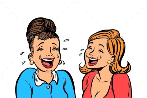 Joyful Girlfriends Women Laugh Isolate on White Woman Laughing Illustration, Conversation Couple, Emotion Face, Cartoon Pop Art, Art Avatar, Cartoon Pop, Book Cartoon, Retro Vector Illustration, Pop Art Retro