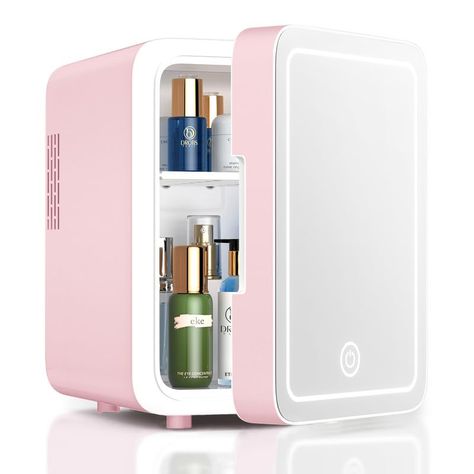 Limited-time deal: CUTIEWORLD Skincare Fridge With Dimmable LED Light Mirror, 4L Makeup Mini Fridge for Bedroom, Car, Office & Dorm, Cooler & Warmer, Portable Small Refrigerator for Cosmetics, Skin Care and Food, Pink Fridge For Bedroom, Led Light Mirror, Skincare Fridge, Light Mirror, Small Refrigerator, Compact Refrigerator, Cute Room Ideas, Car Office, Dimmable Led Lights