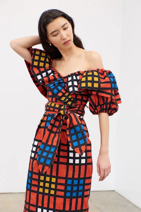 Mara Hoffman Dress, Skirt With Pleats, Shoulder Ruffle Dress, Crop Top Designs, Off Shoulder Crop Top, Dope Fashion, Mara Hoffman, African Print Fashion, Looks Chic