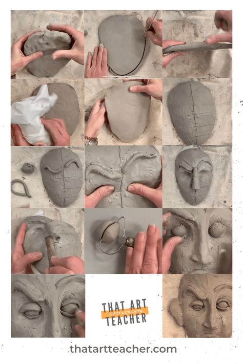 Expressive Clay Portrait Lesson - THAT ART TEACHER Clay Facial Expressions, Beginner Clay Sculpting Ideas, Clay Sculpture Art Project Ideas, Ap Ceramics Projects, Air Dry Clay Faces, Beginner Sculpting Projects, Clay Figure Tutorials, Middle School Ceramics Projects, Middle School Ceramics