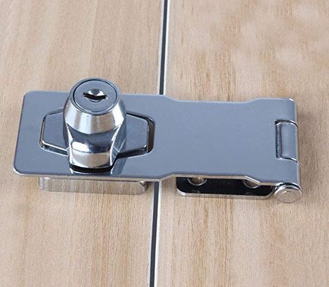 Keyed Hasp Locks Twist Knob Keyed Locking Hasp,Chrome Plated Hasp Lock with Keys,Door Lock Clasp w/Screws for Door Cabinet - - Amazon.com Wooden Sliding Doors, Door Bolt, Safe Door, Office File Cabinets, Door Locker, Metal Storage Cabinets, Vintage Drawers, Cabinet Locks, Small Doors