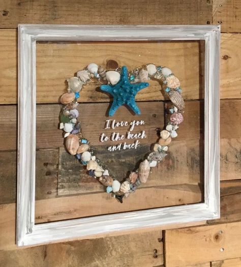 Shells Crafts, Shell Projects, Seashell Art Diy, White Washed Wood, Beach Themed Crafts, Diy Beach Decor, Seashell Wall Art, Seashell Projects, Shell Crafts Diy