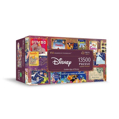 Trefl Prime 13500 UFT Golden Age of Disney puzzles will delight any puzzle lover in a slightly larger size! What sets them apart? The use of unique Unlimited Fit Technology, the thickest puzzle cardboard on the market and the special irregular shape of the pieces! The puzzle can be moved and rotated without worrying about it falling apart. In the package, in addition to the puzzles, you'll find instructions and a large 67.6 x 45.2 cm poster to make the puzzle easy to put together. Combine the 6 Kinkade Disney, Thomas Kinkade Disney, 2000 Piece Puzzle, Disney Puzzles, Ultimate Marvel, Disney Maleficent, Puzzle Shop, Indoor Toys, Family Game Night