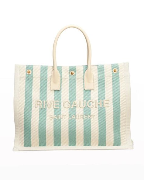 The Most Stylish Beach Bags for Toting Your Seaside Essentials Like a Star Saint Laurent Tote, Canvas Leather Tote, Vogue France, Summer Handbags, Saint Laurent Handbags, Designer Totes, Rive Gauche, Canvas Tote Bag, Canvas Leather