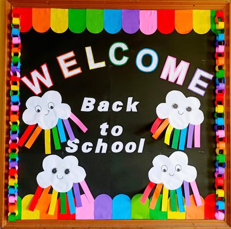 Decoration For Nursery Classroom, Welcome Back To School Chart Ideas, Welcome Decoration Ideas For School, Welcome Back To School Board Ideas, Welcome Charts For Classroom Door, Welcome To School Board Decoration, Birthday Chart Ideas Creative, Welcome Board For Classroom, Nursery Class Board Decoration Ideas