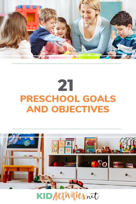 Preschool Objectives, Preschool Goals, Professional Development Goals, Preschool Activities At Home, Preschool Language, Education Tips, School Goals, Special Education Activities, Playbased Learning