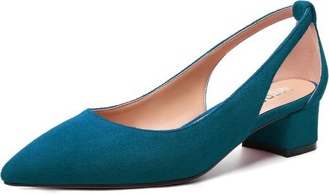 Amazon.com | MERRORI Women's Slip On Pump Suede Chunky Low Heel Solid Point Pumps Shoes Teal Size 8 - Sandalias de Tacon Bajo para Mujer | Pumps Low Heel Pumps, Pumps Shoes, Amazon Com, Pump Shoes, Low Heels, Slip Dress, Slip On, Pumps, Fashion Outfits