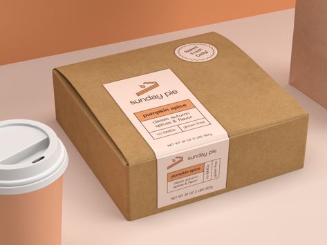 Sunday Pie Packaging Design by Yahya Khan on Dribbble Pie Box Packaging, Pie Packaging Design, Bakery Box Design, Bakery Label Design, Food Box Packaging Design, Food Box Design, Pie Packaging, Pie Logo, Box Label Design