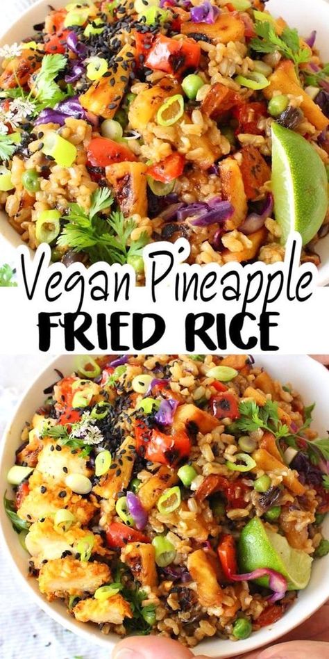 Vegan Pineapple Fried Rice, Stir Fried Veggies, Fried Veggies, Pasta Vegetariana, Tamari Sauce, Pineapple Fried Rice, Cibo Asiatico, Tasty Vegetarian Recipes, Idee Pasto Sano