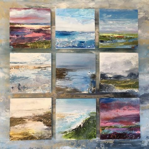 Small Landscapes Paintings, Small Artwork Ideas, Ideas On Canvas, Abstract Seascape Paintings Acrylics, Mixed Media Landscape Art, Art Series Ideas, Small Paintings Ideas, Small Oil Paintings, Small Art Ideas