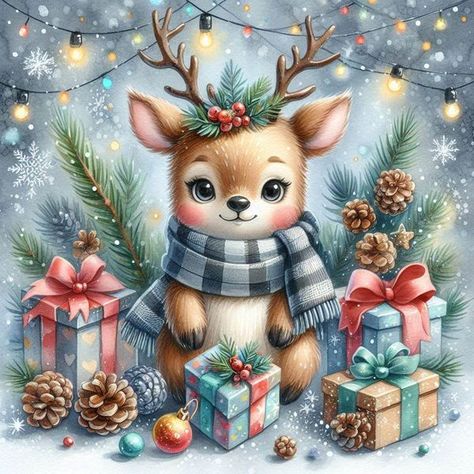 Free Printable Clipart | Facebook Christmas Clipart Free Printable, Xmas Animals, Christmas Clipart Free, Forest Backdrops, Christmas Decoupage, Winter Watercolor, Clipart Christmas, Clipart Free, Woodland Christmas