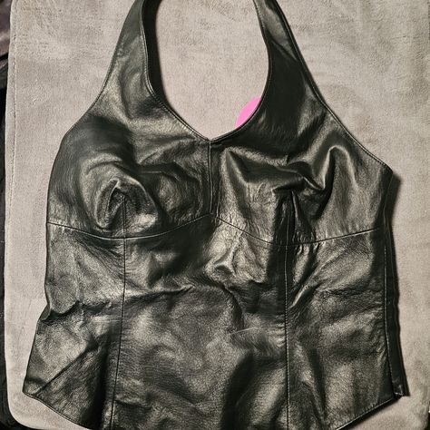 100% Leather 80's Like New Condition Halter Top With Clasping Neck. New With Tags. Leather Halter Top, Leather Halter, Newport News, New Top, Leather Top, Newport, Halter Top, New Black, Like New