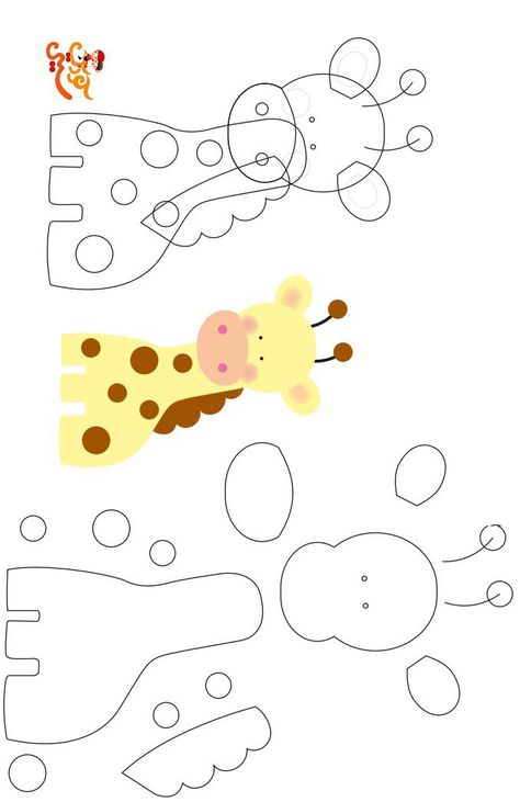 Felt Giraffe Pattern, Animal Templates Printable Free, Felt Animal Patterns, Felt Toys Patterns, Cartoon Giraffe, Idee Cricut, Felt Crafts Patterns, Felt Crafts Diy, Needle Felting Tutorials