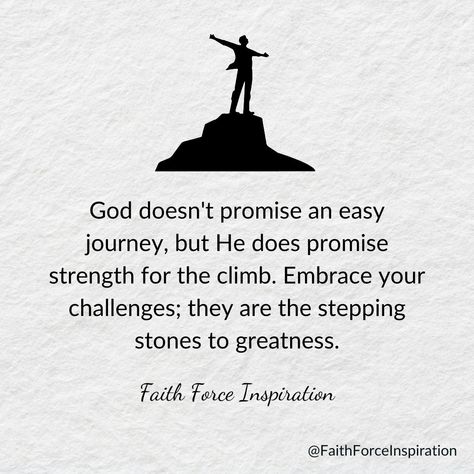 Challenges are the stepping stones to greatness. With God's strength, we can face anything. If you're ready to embrace your challenges with faith and courage, type 'Amen' and let's uplift each other! 💪 #FaithForceInspiration #StrengthInFaith Gods Strength, Biblical Quotes, Spiritual Growth, Daily Inspiration, Stepping Stones, Encouragement, Spirituality, Let It Be, Quotes