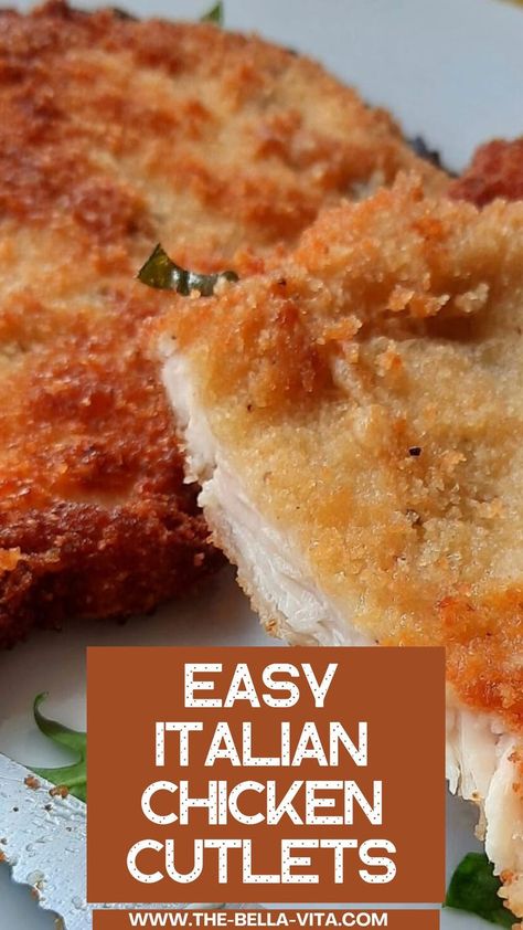 Italian Chicken Cutlets Italian Chicken Breast Recipes, Italian Chicken Cutlets, Easy Italian Chicken, Baked Chicken Cutlets, Chicken Cutlet Recipes, Italian Cuisine Recipe, Italian Herbs, Traditional Italian Dishes, Cutlets Recipes