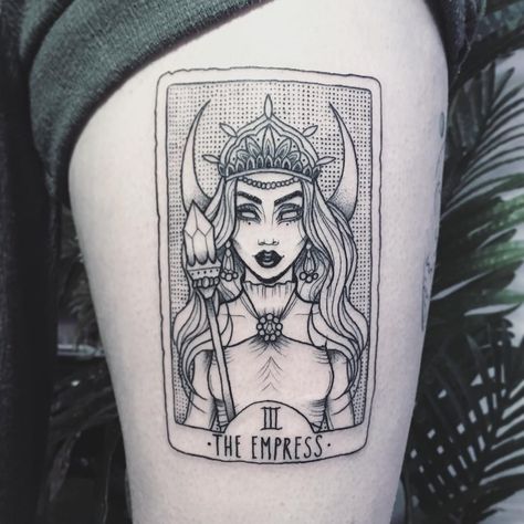 Empress Tarot Card Tattoo, Empress Tattoo, The Empress Tarot, Abstract Tattoo Ideas, Empress Tarot Card, Back Of Arm Tattoo, Astrology Tattoo, Tarot Card Tattoo, Tarot Tattoo