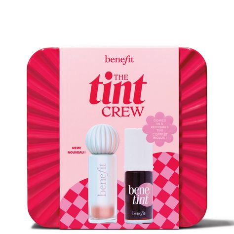 Whether you’re looking to achieve a subtle wash of colour or a juicy, high-shine finish, benefit’s The Tint Crew is the perfect solution. The set features two full-sized formulas designed to create lip looks that last.  Set Contents:  Full-Sized Splashtint Lip Tint in ‘Skinny Dip’ 6ml Packed full of ingredients renowned for their emollient abilities, including hyaluronic acid and glycerin, this lightweight lip tint adds a dewy flush of colour to the pout, all while providing up to eight hours of Lip Looks, Shea Butter Body Shop, Cheek Stain, Afro Textured Hair, Makeup Sale, Bumble And Bumble, Skin Toner, Makeup Gift, Goji Berries