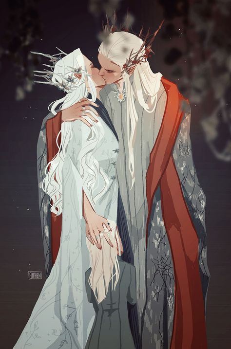 Tolkien Art, Posca Art, Special Place In My Heart, Thranduil, Arte Sketchbook, Arte Fantasy, Couple Art, Tolkien, Fantasy Character Design