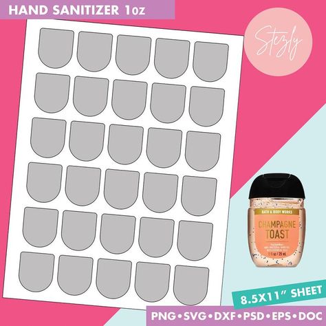 Hand Sanitizer Label, Mini Hand Sanitizer, Printable Label Templates, Hand Sanitizer Holder, How To Make Labels, Wedding Shower Favors, Senior Graduation, Sticker Label, Sticker Template