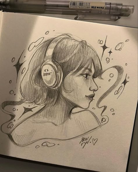 Pencil Sketch Images, Indie Drawings, Animation Art Sketches, Cool Pencil Drawings, Sketchbook Art Journal, Easy Drawings Sketches, 인물 드로잉, Art Drawings Sketches Creative, Dessin Adorable