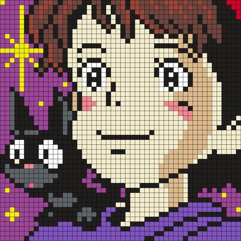 Kiki And Jiji Perler Bead Pattern / Bead Sprite 50x50 Pixel Art, Kiki And Jiji, Pixel Crochet, Pixel Art Grid, Kandi Patterns, Tapestry Crochet Patterns, Minecraft Pixel Art, Pola Sulam, Pixel Pattern