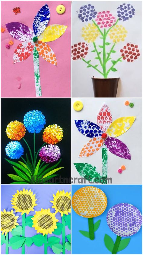 DIY Bubble Wrap Flowers for Kids Bubble Wrap Crafts Preschool, Bubble Wrap Flower Painting, Bubble Wrap Art Projects, Bubble Wrap Flowers, Bubble Wrap Crafts For Kids, Paper Flowers Craft For Kids Easy, Bubble Wrap Art For Kids, Bubble Art For Kids, Springtime Crafts For Kids