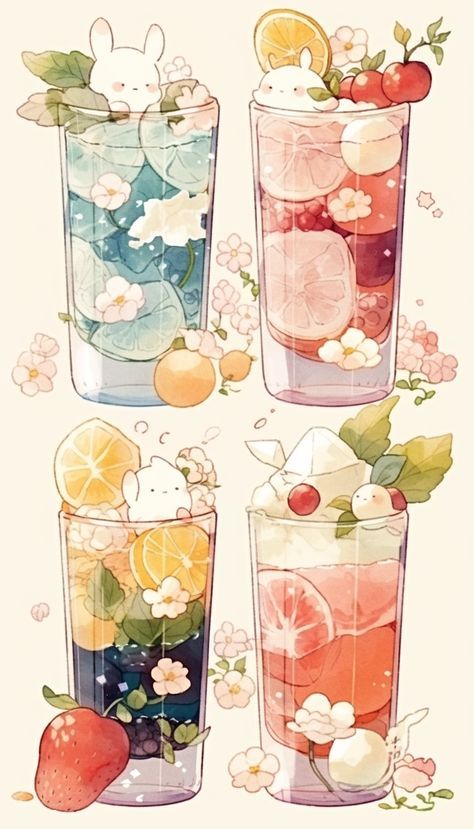 Cute Drink Drawings Aesthetic, Cute Smoothie Drawing, Food Beverage Design, Procreate Food Illustration, Cute Drinks Drawing, Kawaii Drinks Drawing, Drink Art Illustration, Cute Drawings Of Food, Cute Drink Drawings