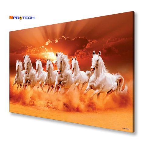 7 Horses Painting, Running Horse Wallpaper For Phone, Running Horses Painting, Seven Running Horses, 7 Horses Running Painting Vastu Wallpaper, Sunrise Art Painting, Office Vastu, Seven Horses Painting, Seven Horses