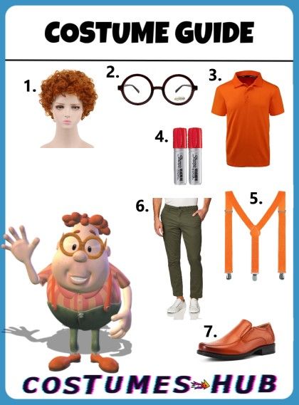 Carl Wheezer Costume, Jimmy Neutron Costume, Carl Wheezer, Vertical Striped Shirt, Jimmy Neutron, Red Curly Hair, Diy Costume, Big Crush, Red Wigs