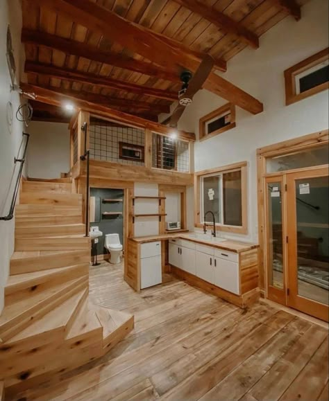 Tiny House Camper, Tiny Houses For Rent, Tiny House Interior Design, Shed To Tiny House, Tiny House Loft, Tiny House Layout, Loft Bedroom, Tiny House Inspiration, Traditional Cottage