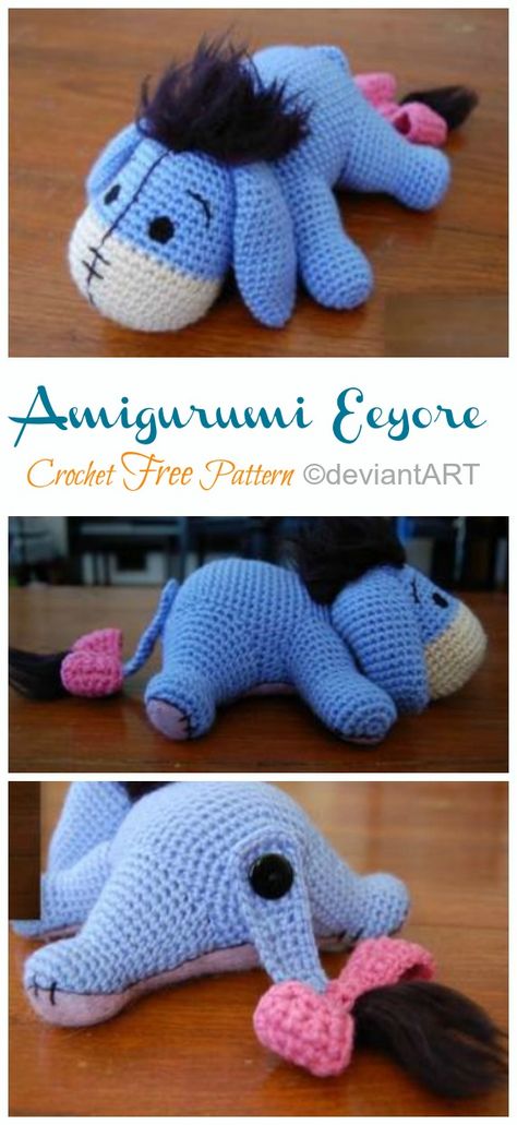 Amigurumi Eeyore Donkey Crochet Free Patterns - Movie #Character Free #Crochet; Patterns Amigurumi Eeyore, Virkning Diagram, Disney Crochet Patterns, Crochet Free Patterns, Crochet Toys Free, Crochet Mignon, Confection Au Crochet, Crochet Disney, Pola Amigurumi