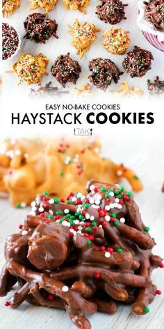 Chocolate Butterscotch Haystacks, Crockpot Haystacks Candy, Haystack Cookies Christmas, Haystacks Recipe Chocolate, Yum Yum Bars Recipe, Christmas Haystacks Recipe, Christmas Haystack Cookies, Hay Stacks Recipe Haystack Cookies, Caramel Cashew Haystacks