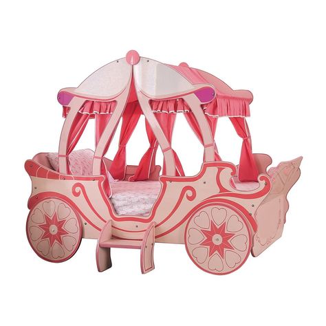 Angelina Princess Carriage Kids Bed, Color: Pink - JCPenney Princess Carriage Bed, Princess Bed, Carriage Bed, Pumpkin Carriage, Fairytale Bedroom, Functional Headboard, Kids Canopy, Princess Carriage, Princess Bedroom