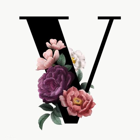 Alphabet Font, Floral Alphabet, Letter V, Elegant Floral, Transparent Png, Alphabet, Floral, Design