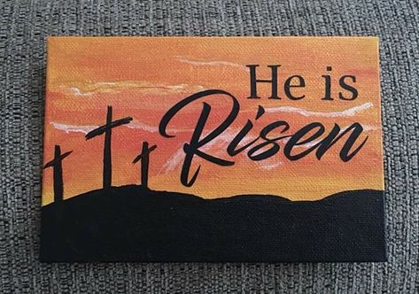 Christen Painting Ideas, Easter Mini Canvas Painting, Easy Easter Paintings On Canvas Diy Art, Gospel Painting Ideas, Easter Paintings On Canvas Jesus, Bible Verse Canvas Painting Easy, Bible Canvas Painting Ideas, Bible Verse Painting Easy, Easy Easter Paintings On Canvas