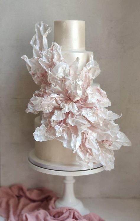 Floral Cake Wedding, Vintage Floral Cake, Latest Cake Design, Textured Wedding Cakes, Winter Wedding Fashion, Fancy Wedding Cakes, Elegant Birthday Cakes, Modern Cakes, Luxury Wedding Cake