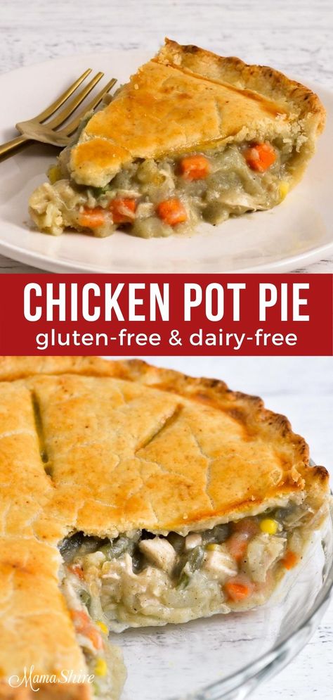 Gluten Free Pot Pie, Dairy Free Chicken Pot Pie, Chicken Pot Pie Crust, Gluten Free Chicken Pot Pie, Dairy Free Pies, Gluten Free Comfort Food, Homemade Chicken Pot Pie, Chicken Pot Pie Recipe, Chicken And Veggies