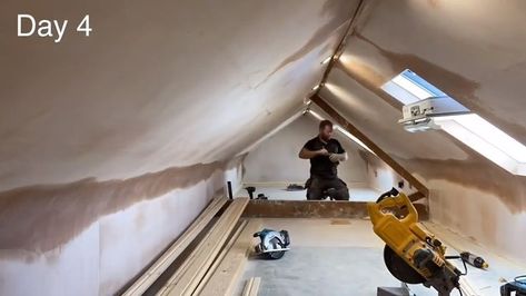 Loft Room Low Ceiling Attic Ideas, Low Loft Conversion Ideas, Extending Ceiling Into Attic, Loft Conversion Small Space, Tiny Attic Loft Ideas, Low Height Loft Conversion, Low Roof Attic Conversion Ideas, Small Loft Storage Ideas, Small Attic Studio