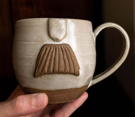 Ceramic Mug Men, Pottery Fathers Day Gifts, Pottery Made By Hand, Pottery Mug For Men, Pottery Wheel Mug Ideas, Cool Mug Handles Pottery, Pottery For Men Gifts For Him, Handbuilt Mugs Template, Hand Built Mug Template