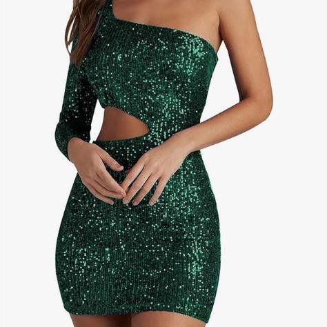 Cadoly One Shoulder Sequin Dreas Emerald Green Size Extra Small Never Worn Has Built In Bra Cups Tight Hoco Dresses Short, Cutout Prom Dress, One Shoulder Sequin Dress, Tight Hoco Dresses, Prom Dress Short, Homecoming Dresses For Teens, Dresses 2024, Hoco Dresses, Dresses For Teens